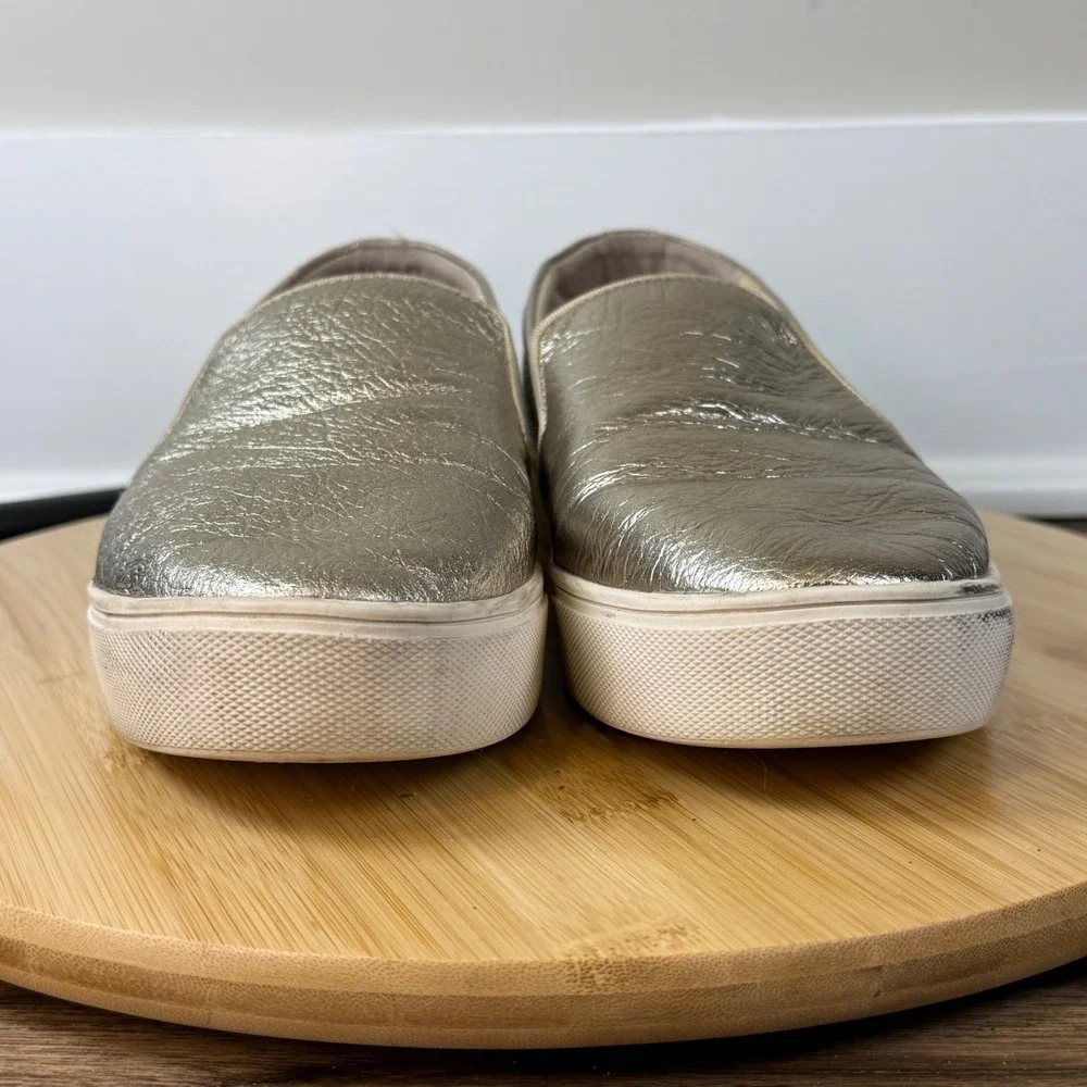 Birdies The Swift Slip On Sneakers Women 8 Gold Metallic Leather Casual Chic